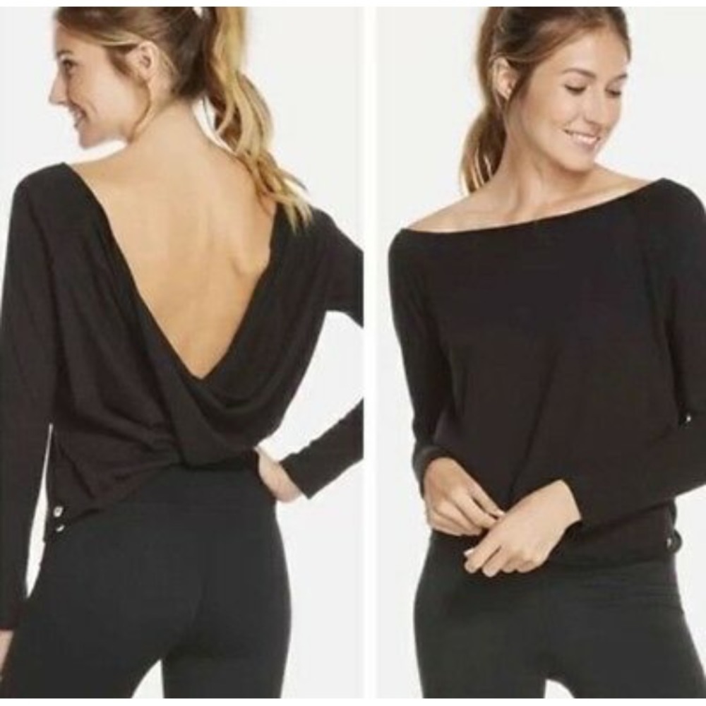 Fabletics Switchback Long Sleeved Tee In Black